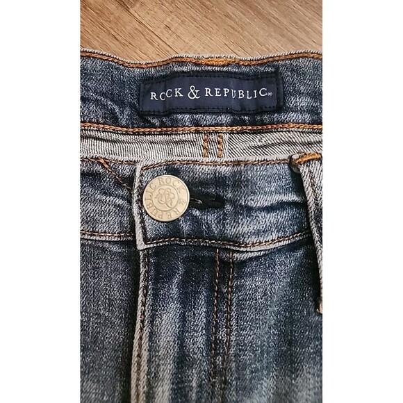 Rock And Republic Kendall Cropped Jeans 10 Women’s Medium Wash Distressed - Picture 4 of 10